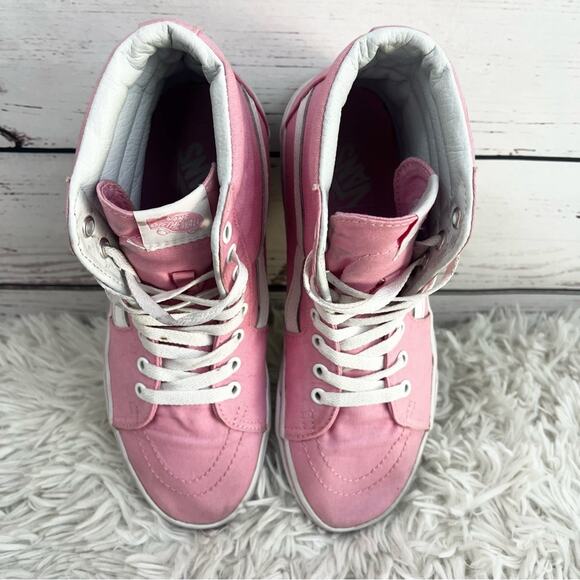 Vans Sk8 Hi Pink and White Canvas High-Top Sneakers Unisex 8 Men - 9.5 Women - Picture 11 of 15